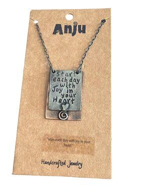 Anju Handcrafted Metal Inspirational Pendant Necklace Start Day With Joy New